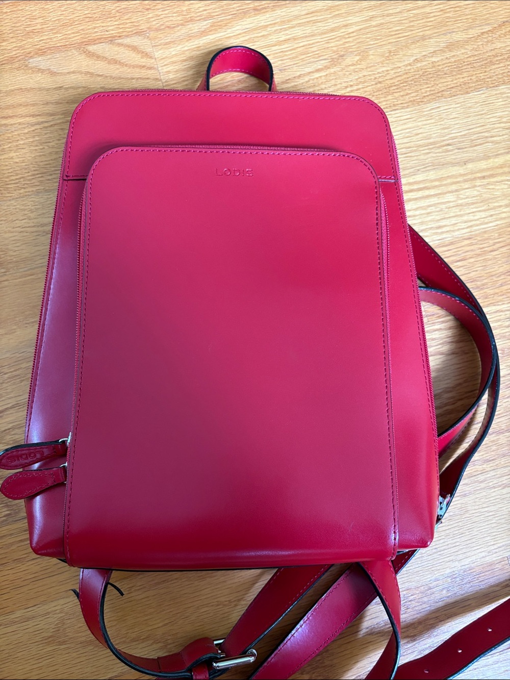Lodis Red Leather Backpack